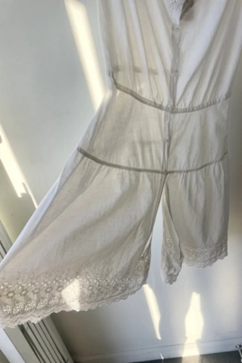 Vintage Victorian Era White Cotton Playsuit Selected by The Curatorial Dept.