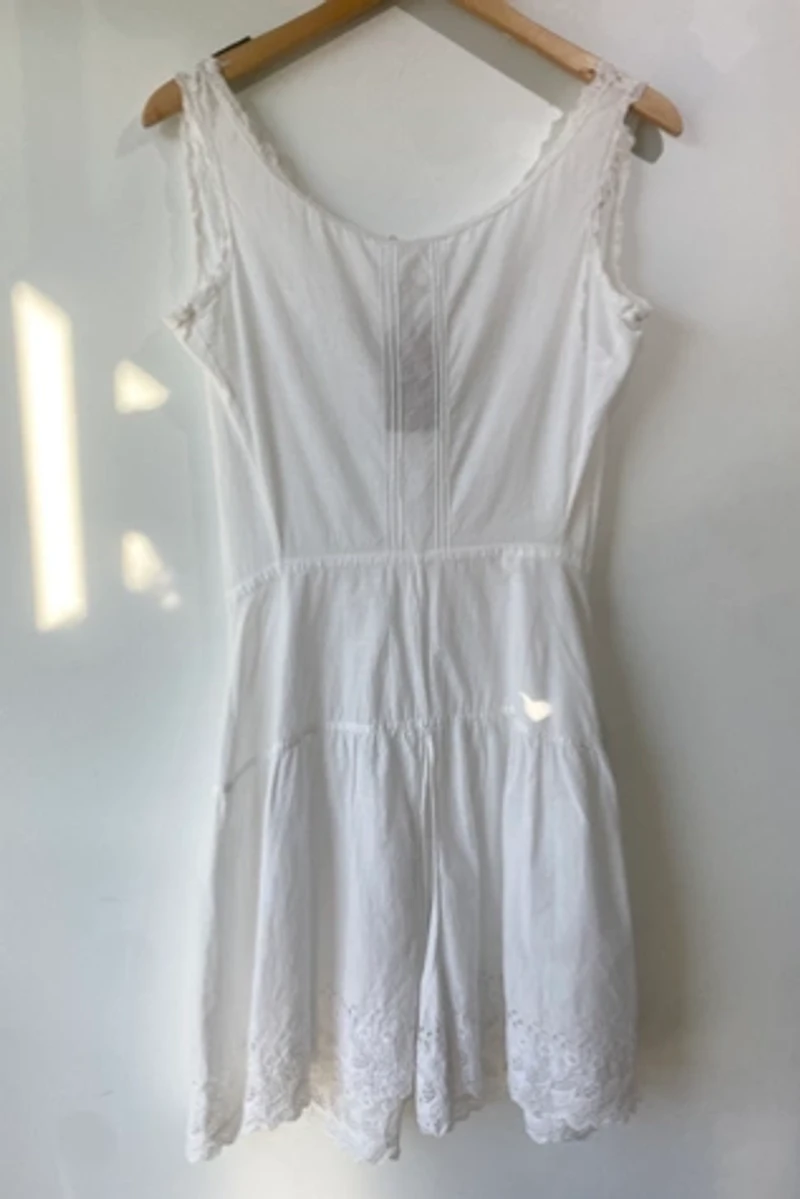 Vintage Victorian Era White Cotton Playsuit Selected by The Curatorial Dept.