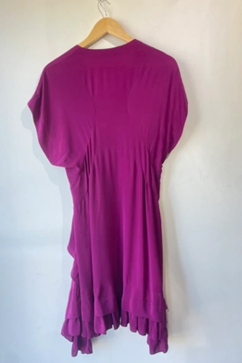 Balenciaga Silk Magenta Ruffle Dress Selected by The Curatorial Dept.