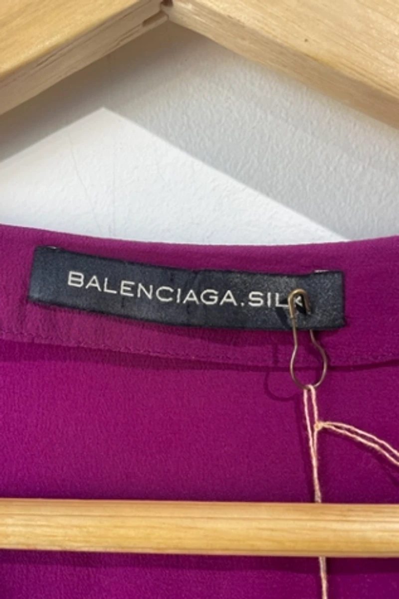 Balenciaga Silk Magenta Ruffle Dress Selected by The Curatorial Dept.