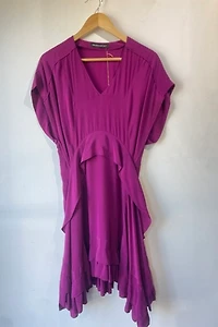 Balenciaga Silk Magenta Ruffle Dress Selected by The Curatorial Dept.