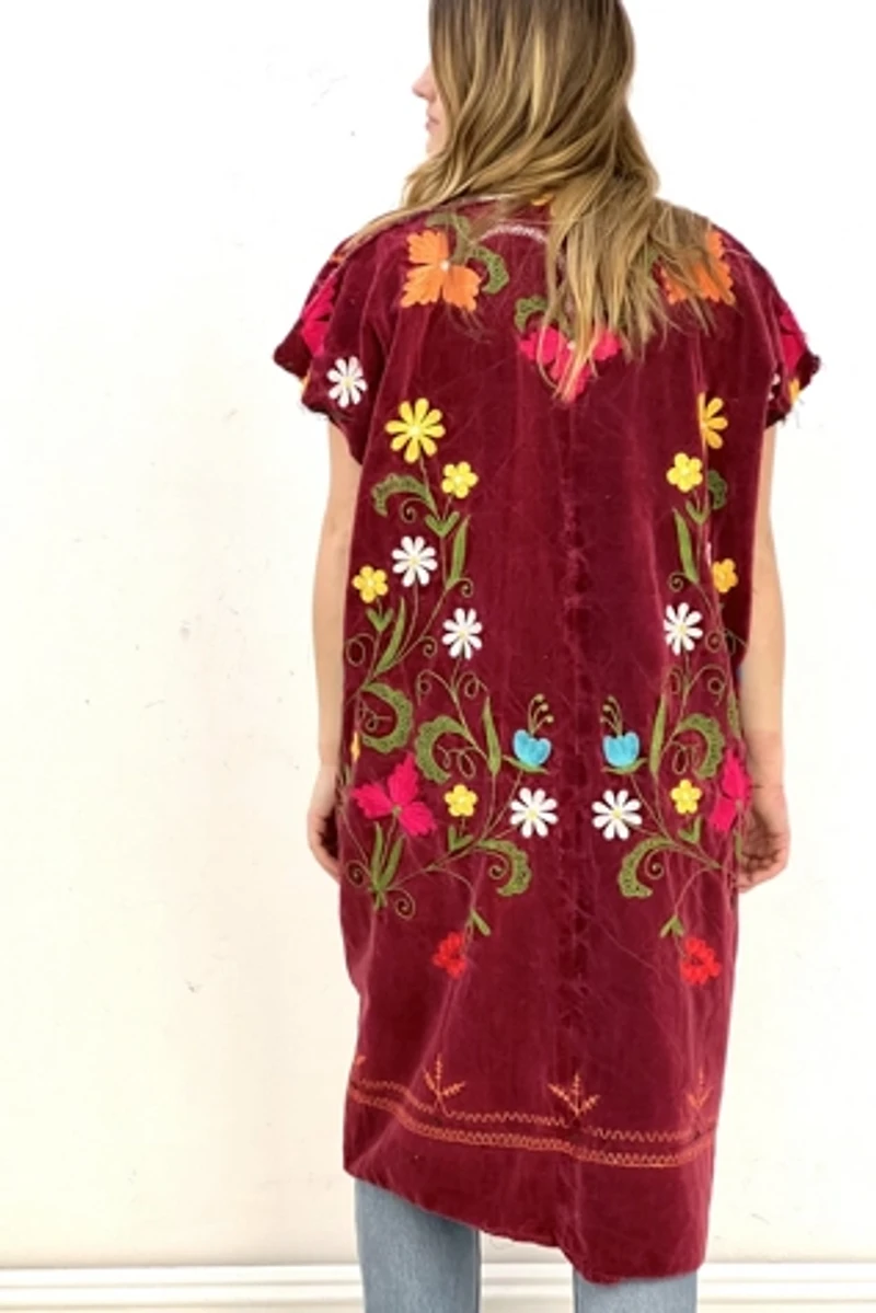 Anna Corinna Velvet Merlot Embroidered Flowers Jacket
