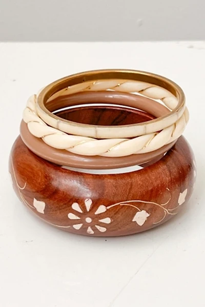 Vintage Bangle Stack Wood Brass Resin Selected by Anna Corinna