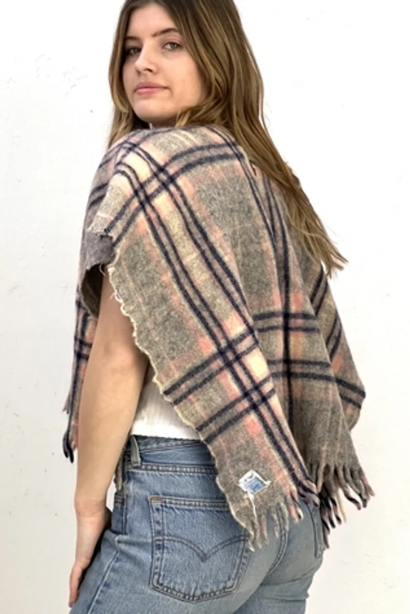 Anna Corinna Wooly Plaid Poncho Top