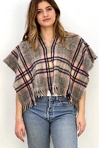Anna Corinna Wooly Plaid Poncho Top