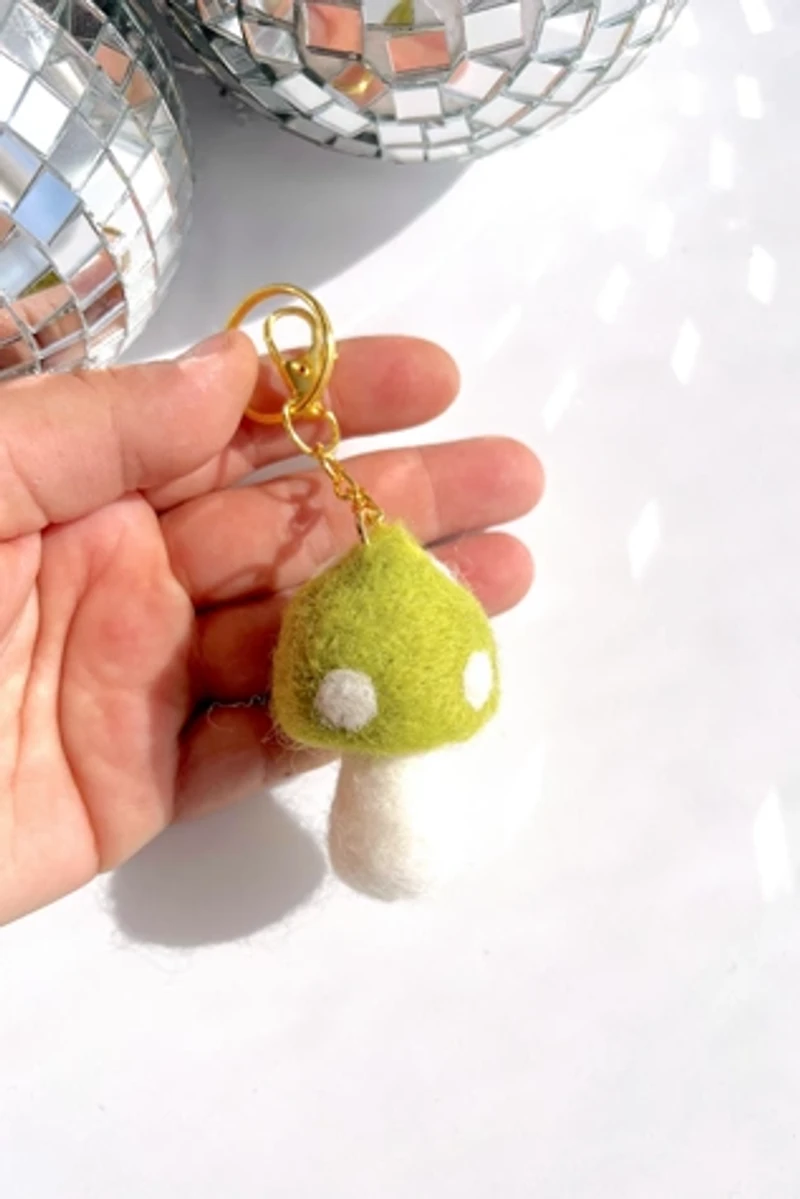 Golden Hour Designs Felt Mushroom Keychain