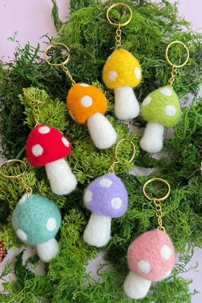 Golden Hour Designs Felt Mushroom Keychain