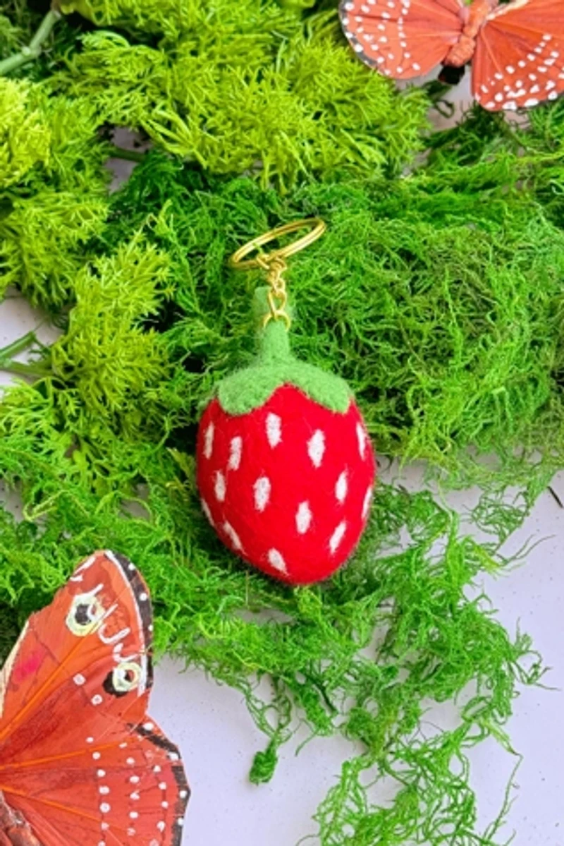 Golden Hour Designs Felt Strawberry Keychain