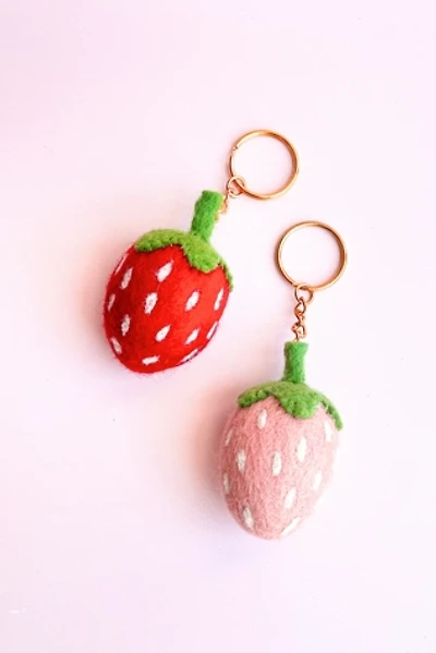 Golden Hour Designs Felt Strawberry Keychain