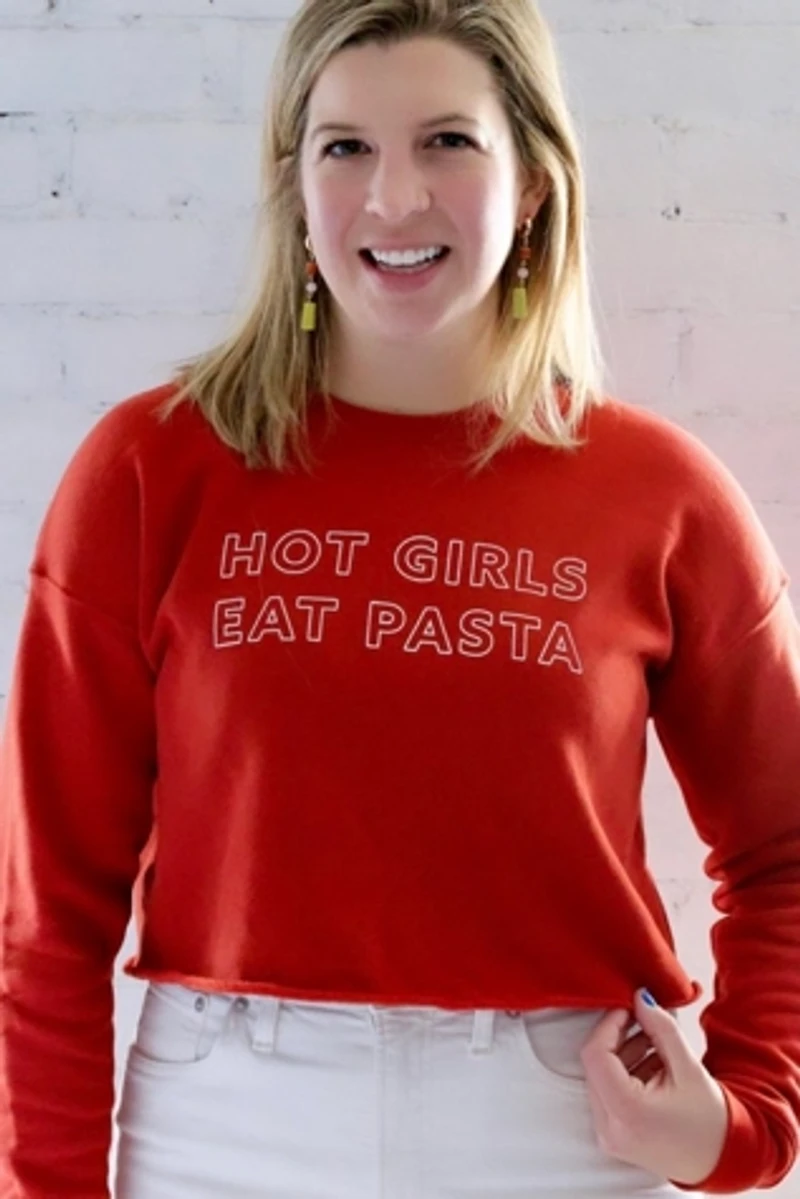 Overseasoned Hot Girls Eat Pasta Cropped Crewneck