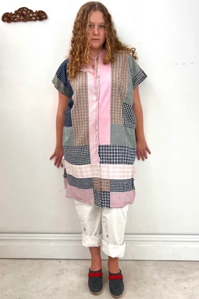 Anna Corinna Reworked Vintage Gingham Quilt Smock Dress