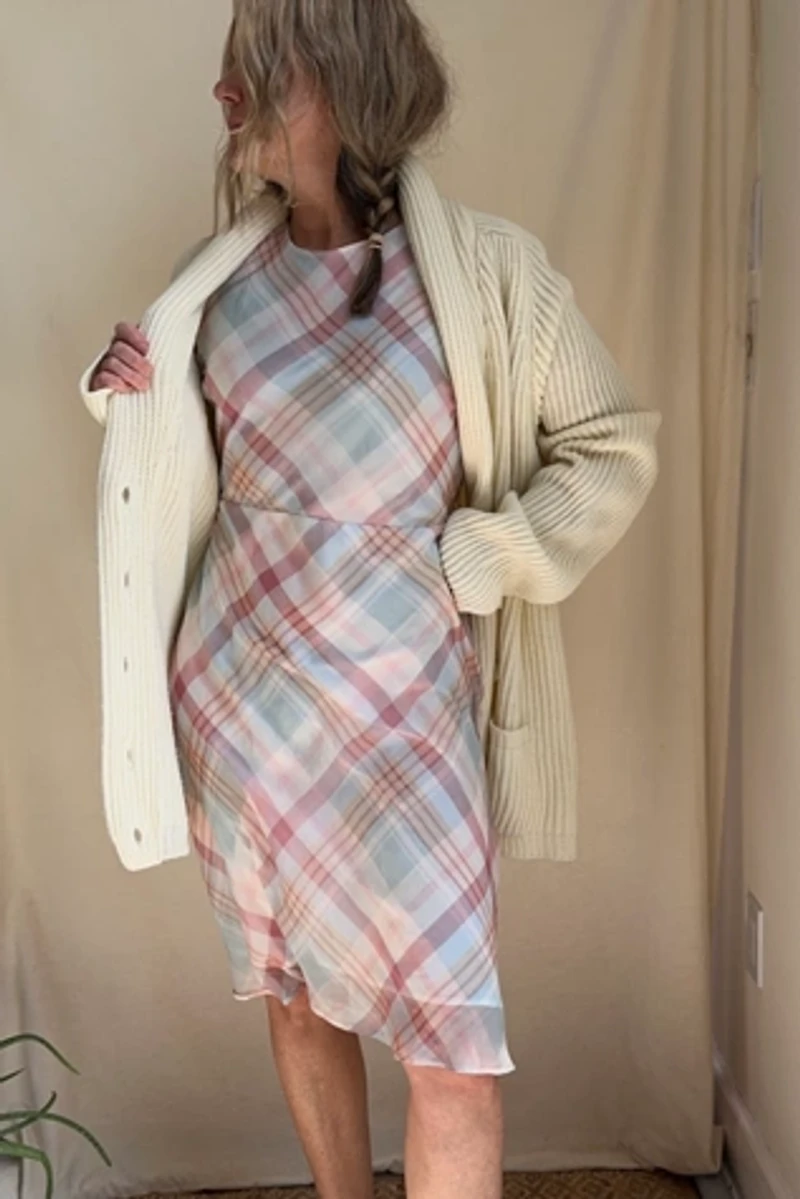 Pastel Plaid Midi Dress Selected by KA.TL.AK