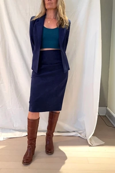 Vintage Navy Ultra Suede Suit Selected by KA.TL.AK