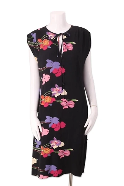 1970s Disco Floral Rayon Shift Dress Selected By Ritual Vintage