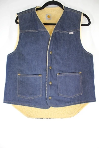 Unisex Vintage Carhartt Denim Sherpa Lined Vest Selected By Moons + Junes Vintage