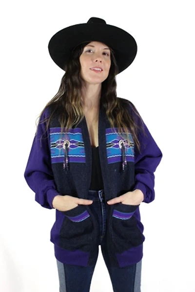 1980s Upcycled Western Denim Sweatshirt Selected By Moons + Junes Vintage