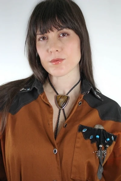 Vintage Tigers Eye Western Bolo Tie Selected By Moons + Junes Vintage