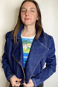 1970s Cropped Denim Moto Jacket Selected by Cherry
