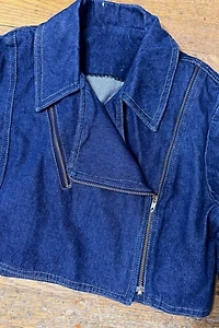 1970s Cropped Denim Moto Jacket Selected by Cherry