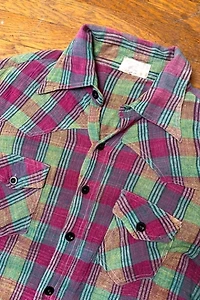 1970s Gauze Cotton Plaid Western Shirt Selected by Cherry
