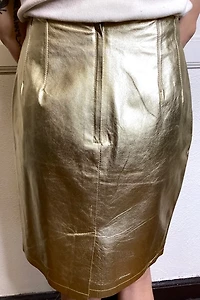 1990s Gold Leather Skirt Selected by Cherry