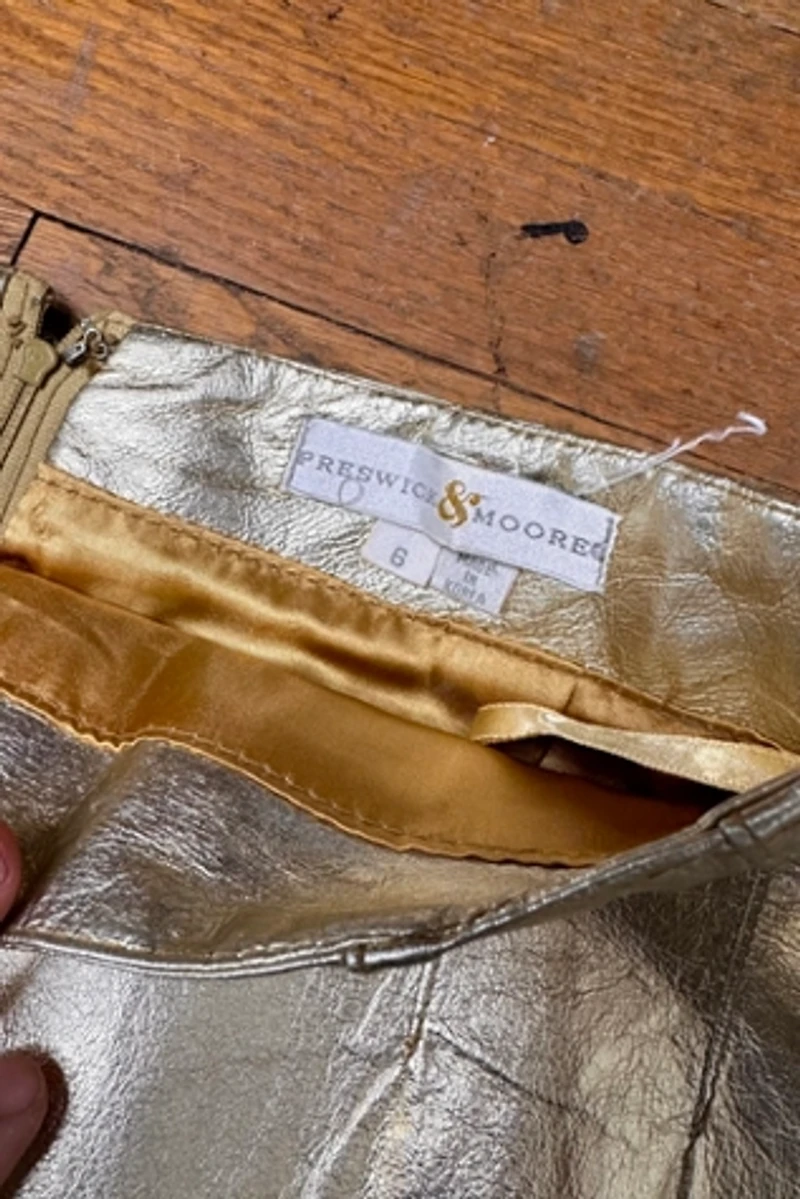 1990s Gold Leather Skirt Selected by Cherry