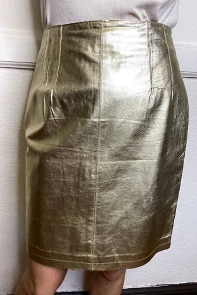 1990s Gold Leather Skirt Selected by Cherry