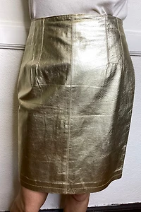 1990s Gold Leather Skirt Selected by Cherry