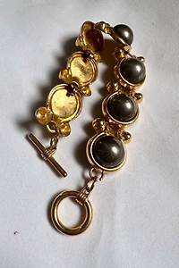 1960s Gold Tone Metal Ball Link Bracelet Selected by Cherry