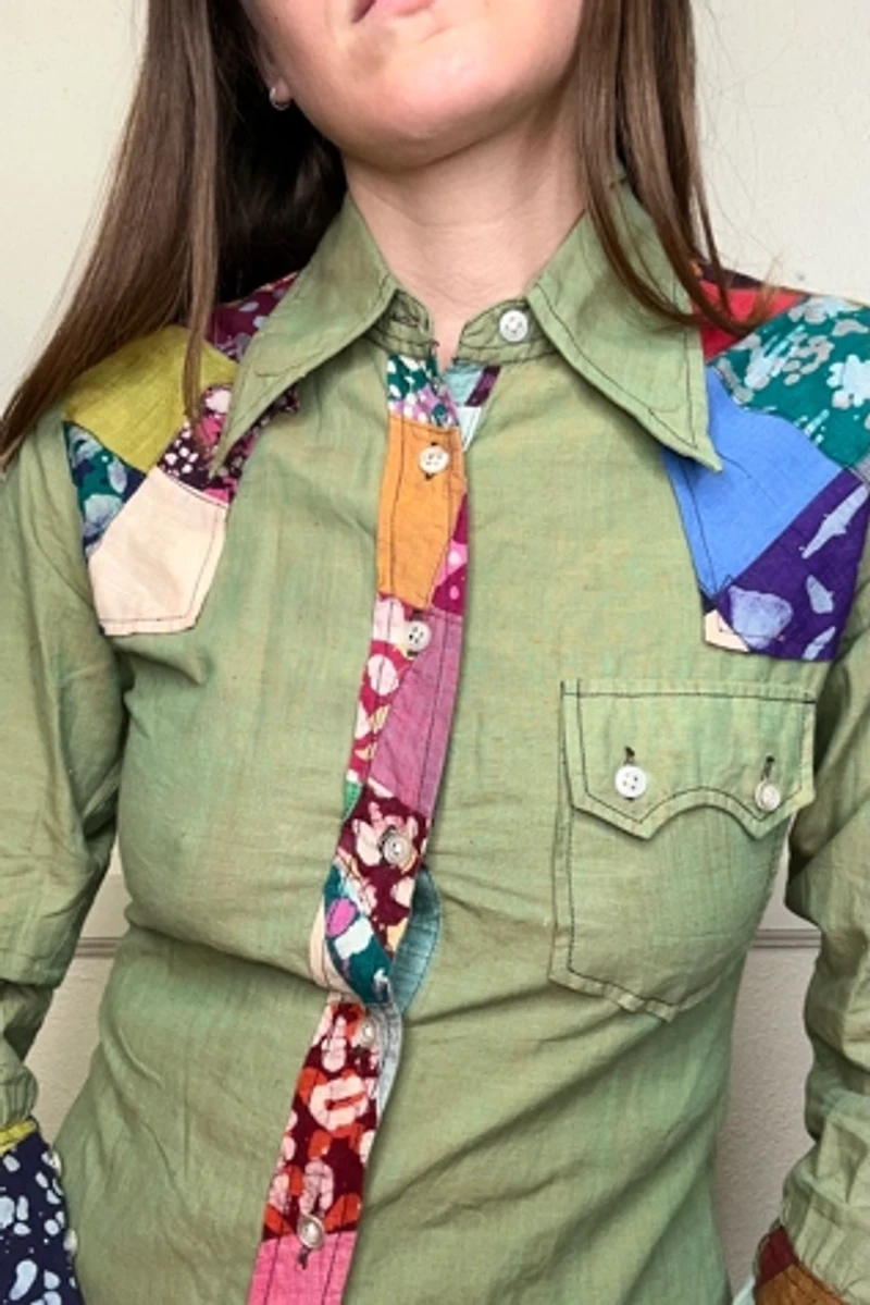 1970s Madras Cotton Western Shirt Selected by Cherry