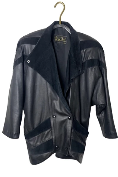 Vintage Black Leather and Suede Jacket Selected By Ankh By Racquel Vintage