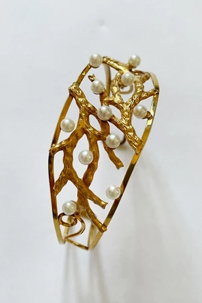 Vintage Tree Branch Pearl Gold Fill Cuff Bracelet Selected by FernMercantile