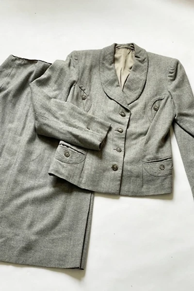 Vintage 1940's Heathered Grey Flannel Suit Selected by FernMercantile