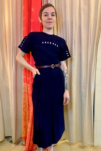 Vintage 1940s Dress with Button Accents Selected by Nomad Vintage