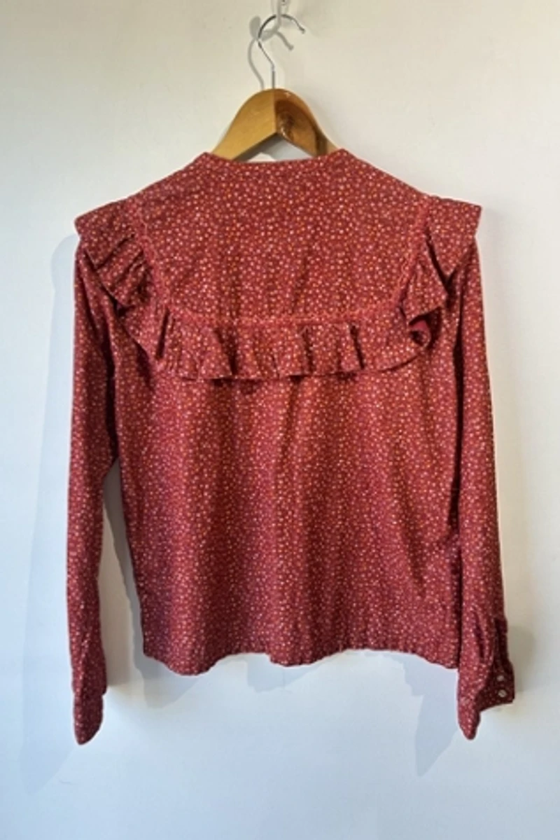 Doen Red Floral Corduroy Blouse Selected by The Curatorial Dept.