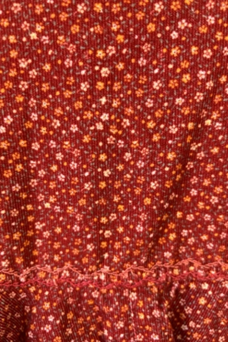 Doen Red Floral Corduroy Blouse Selected by The Curatorial Dept.