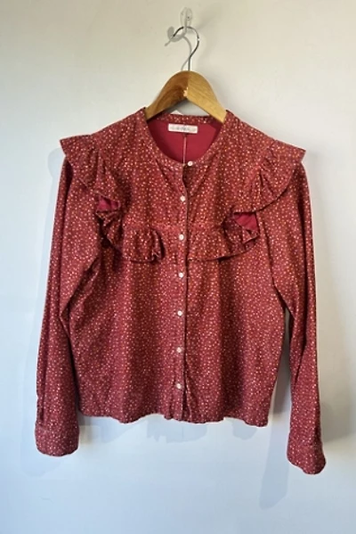 Doen Red Floral Corduroy Blouse Selected by The Curatorial Dept.