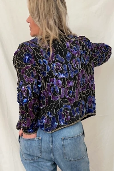 Vintage Purple, Gold and Black Beaded Jacket Selected by KA.TL.AK
