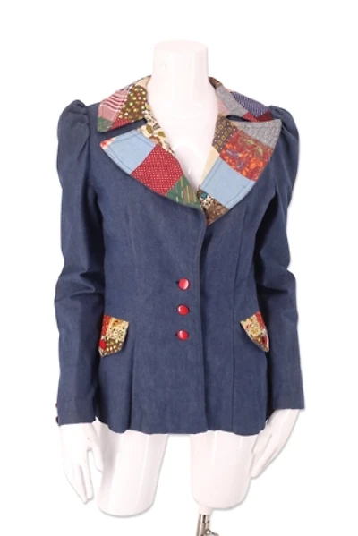 1970s Patchwork Applique Denim Blazer Selected By Ritual Vintage