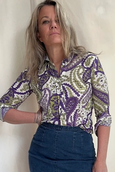 Vintage Purple Paisley Flower Blouse Selected by KA.TL.AK