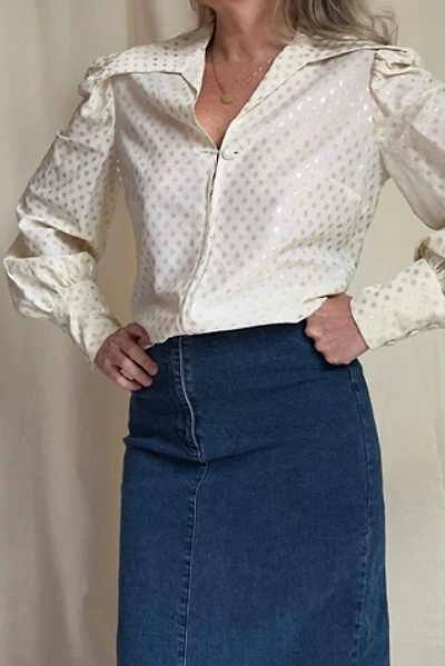 Vintage Ecru and Silver Dot Zip Front Blouse Selected by KA.TL.AK