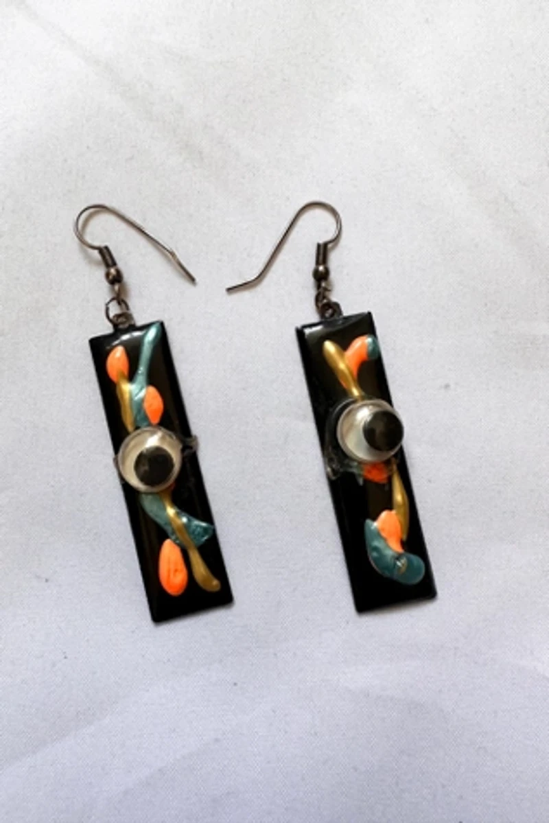 Personalized Googly Eye Enamel and Silver Earrings Selected by Cherry