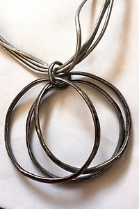 Y2K Silver Leather & Crude Metal Circles Necklace Selected by Cherry