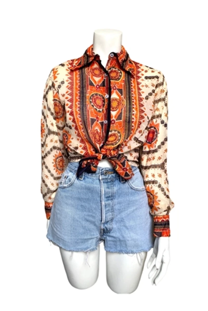 Vintage 1960s Sheer Cotton Gauze Blouse Selected by SharpLilTeeth
