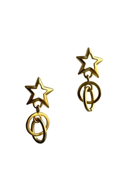 Vintage 1990s Gold Star Drop Earrings Selected by SharpLilTeeth