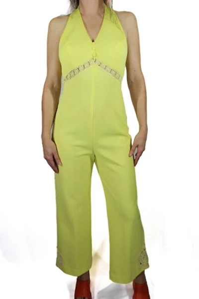 1960s Yellow Jumpsuit & Jacket Two Piece Set Selected By Moons + Junes Vintage