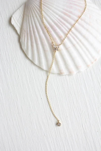 Vintage Rhinestone Diamond Butterfly Gold Necklace Selected By Moons + Junes Vintage