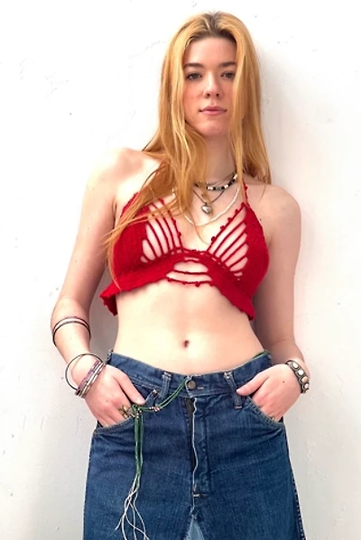Vintage Cherry Hand Crocheted Bralette Top Selected by Anna Corinna