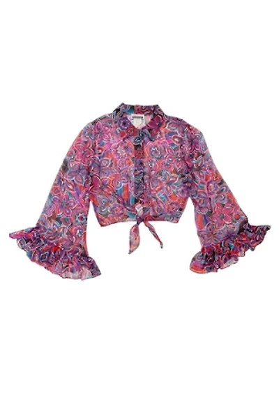 1990s Vintage Contempo Casuals Psychedelia Floral Chiffon Shirt Selected by BusyLady Baca & The Goods