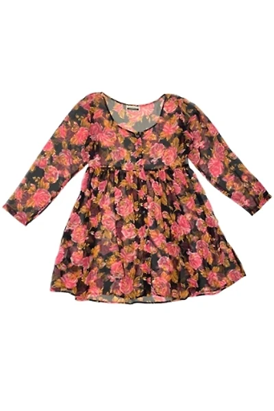 1990s Vintage Contempo Casuals Rose Chiffon Baby Doll Dress  Selected by BusyLady Baca & The Goods